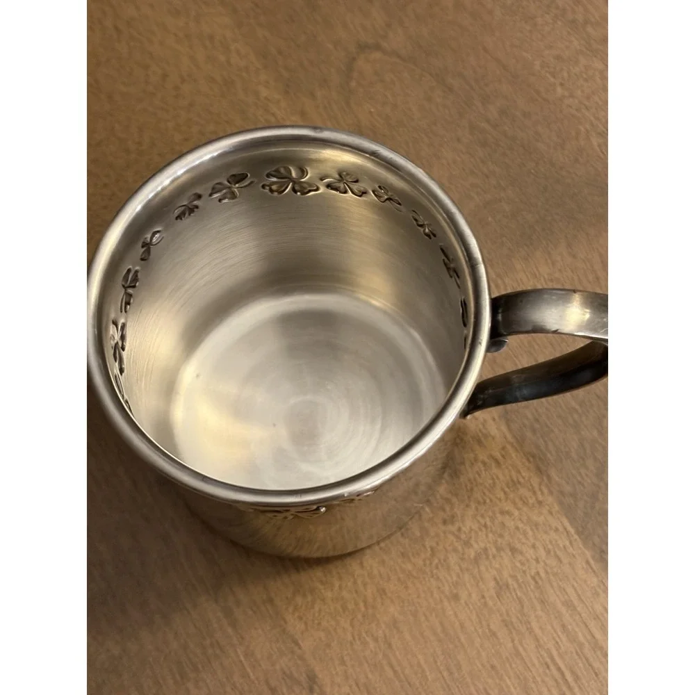 VTG Reed & Barton Silver Plate Christening Baby Child's Cup Shamrock Design